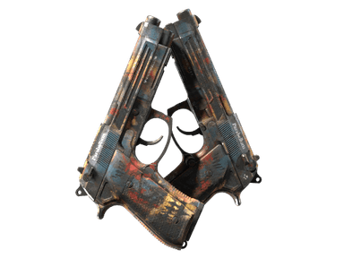 StatTrak™ Dual Berettas | Hideout (Well-Worn)